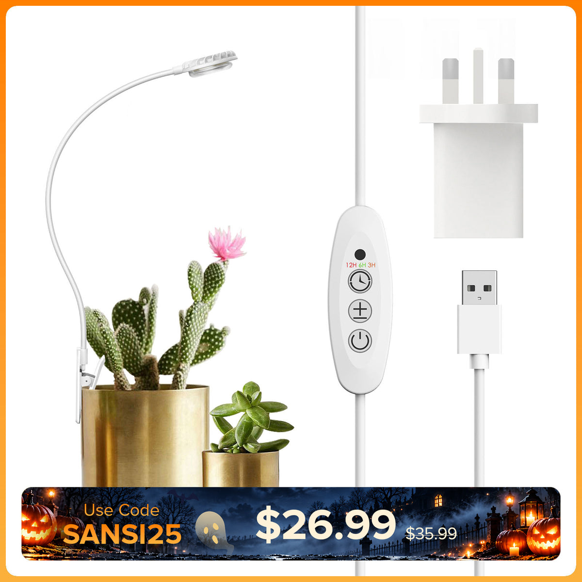 SANSI 4,5W LED-Pflanzenlampe mit Topfclip (NUR EU/GB)