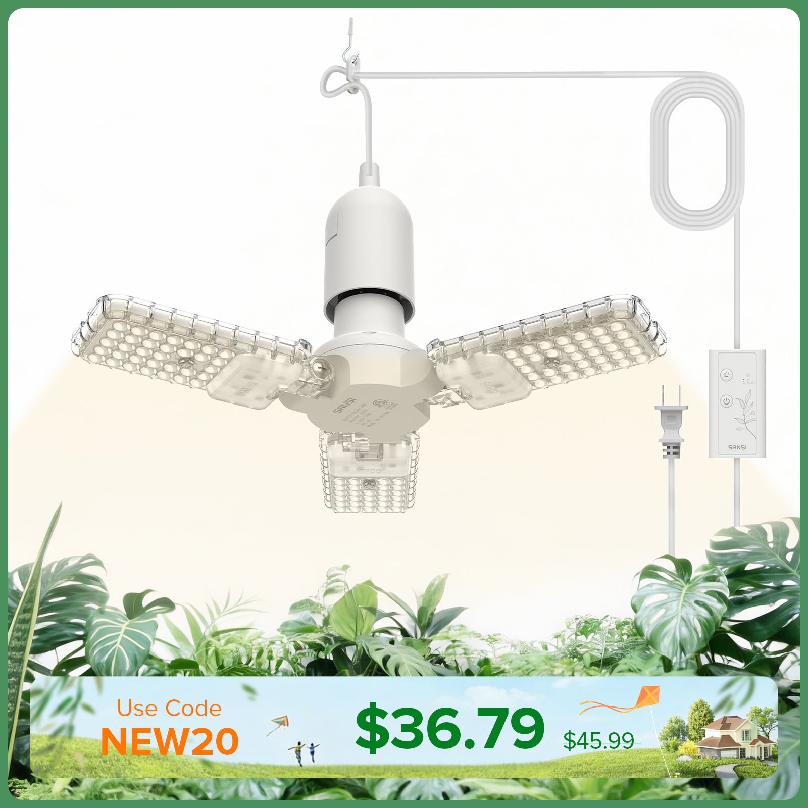 SANSI 30W Panel LED Grow Light (US ONLY)