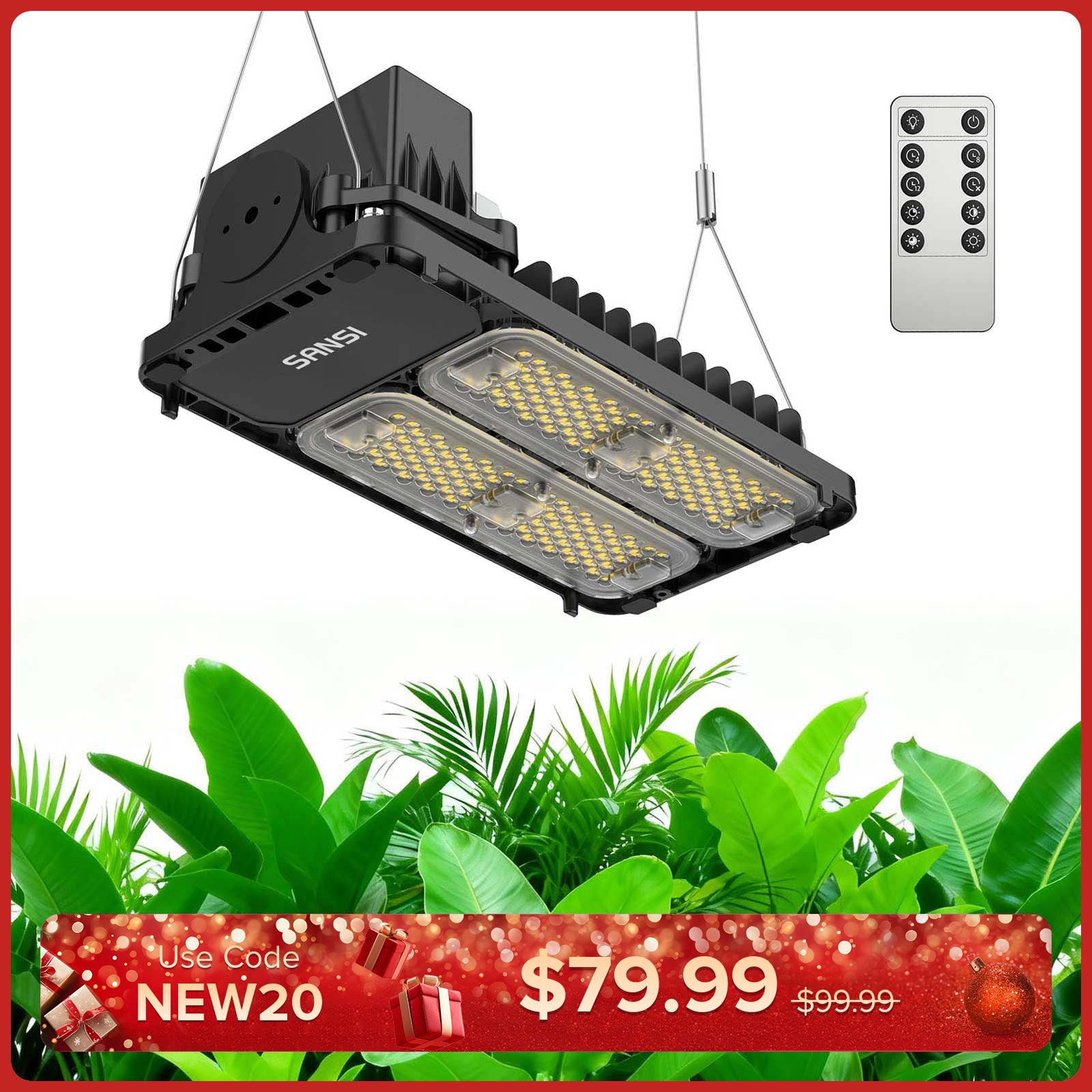 SANSI 100W Panel LED Grow Light | Remote Control