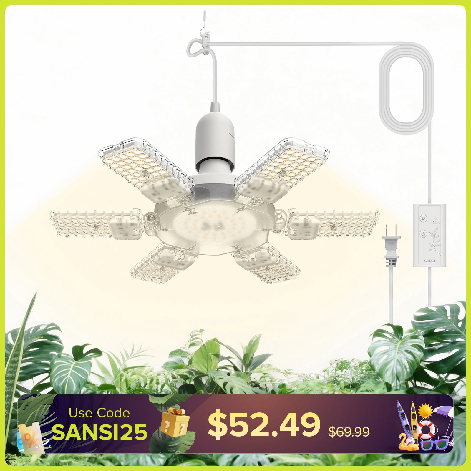 SANSI 60W Folding Wings LED Grow Light (US ONLY)