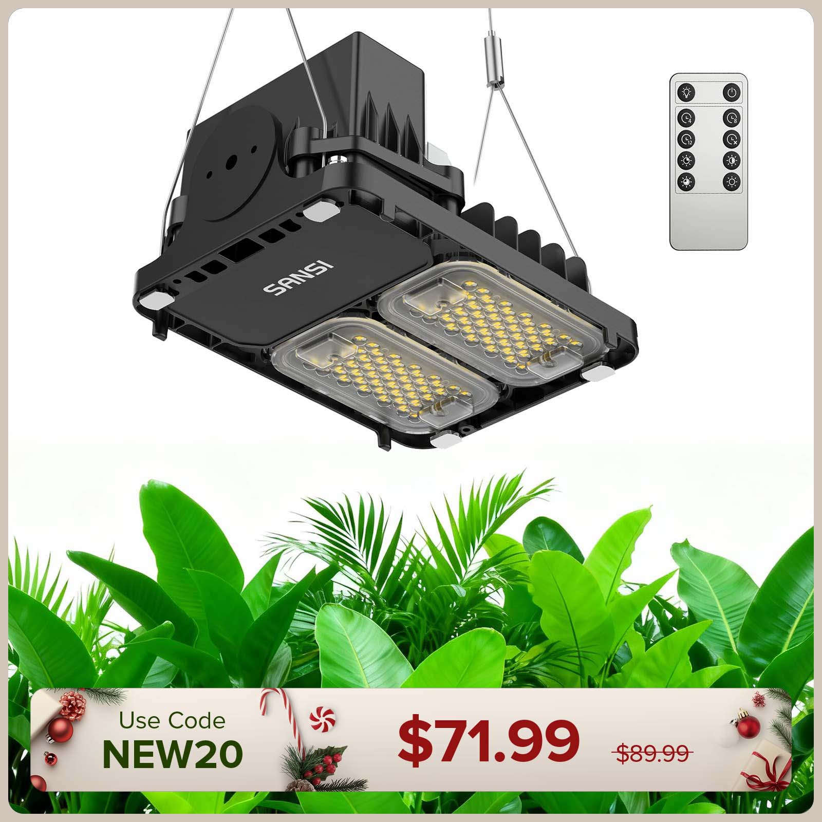 SANSI 70W Panel LED Grow Light | Remote Control