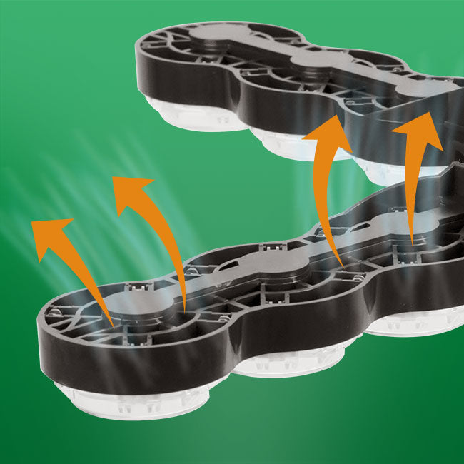 Low Heat - Hollow Structure Design：The working heat of the lighting device is quickly transferred to the air through natural convection, and the heat dissipation is faster and the service life is prolonged.