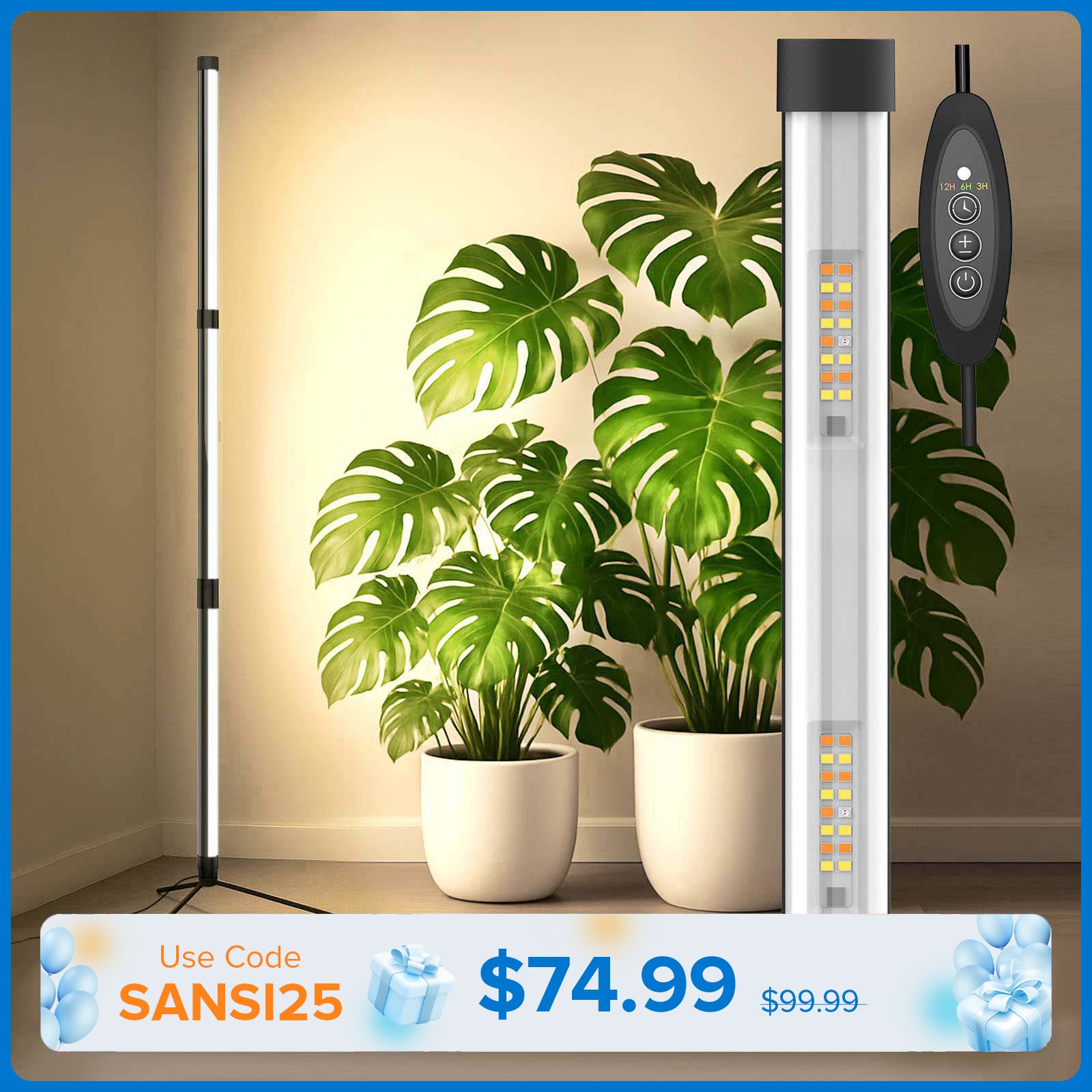 SANSI T10 80W LED Standing Grow Light (US/CA ONLY)