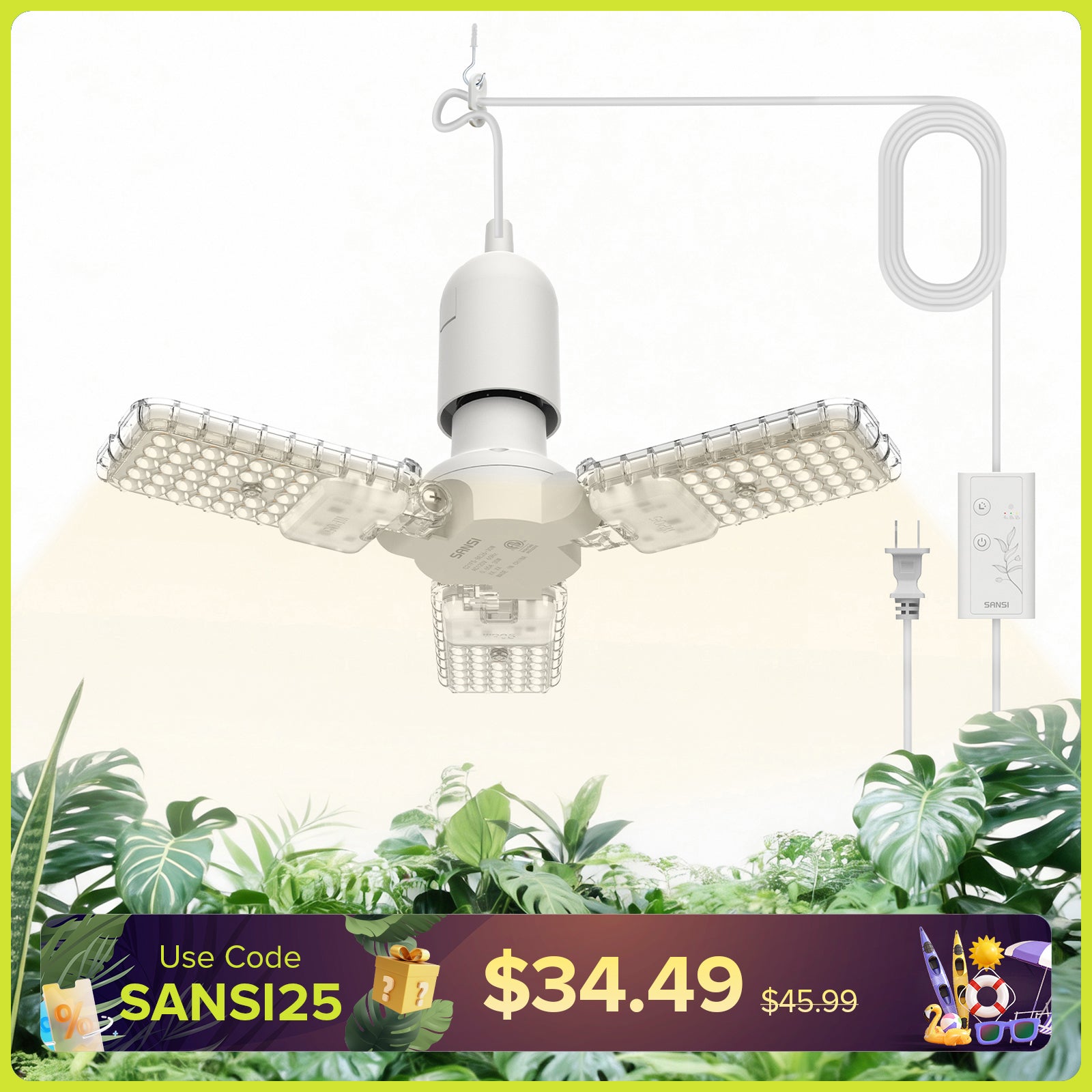 SANSI 30W Folding Wings LED Grow Light (US ONLY)