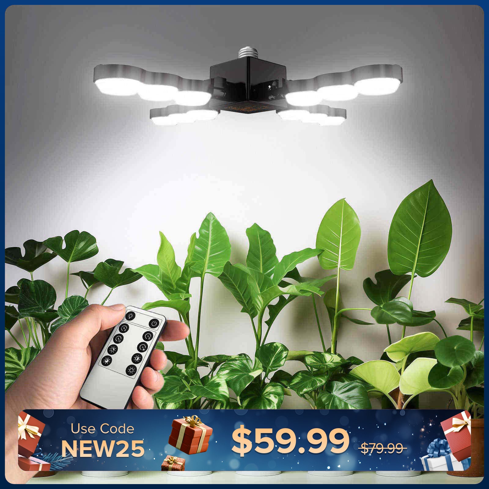 SANSI 80W Folding Wings LED Grow Light with Remote Control