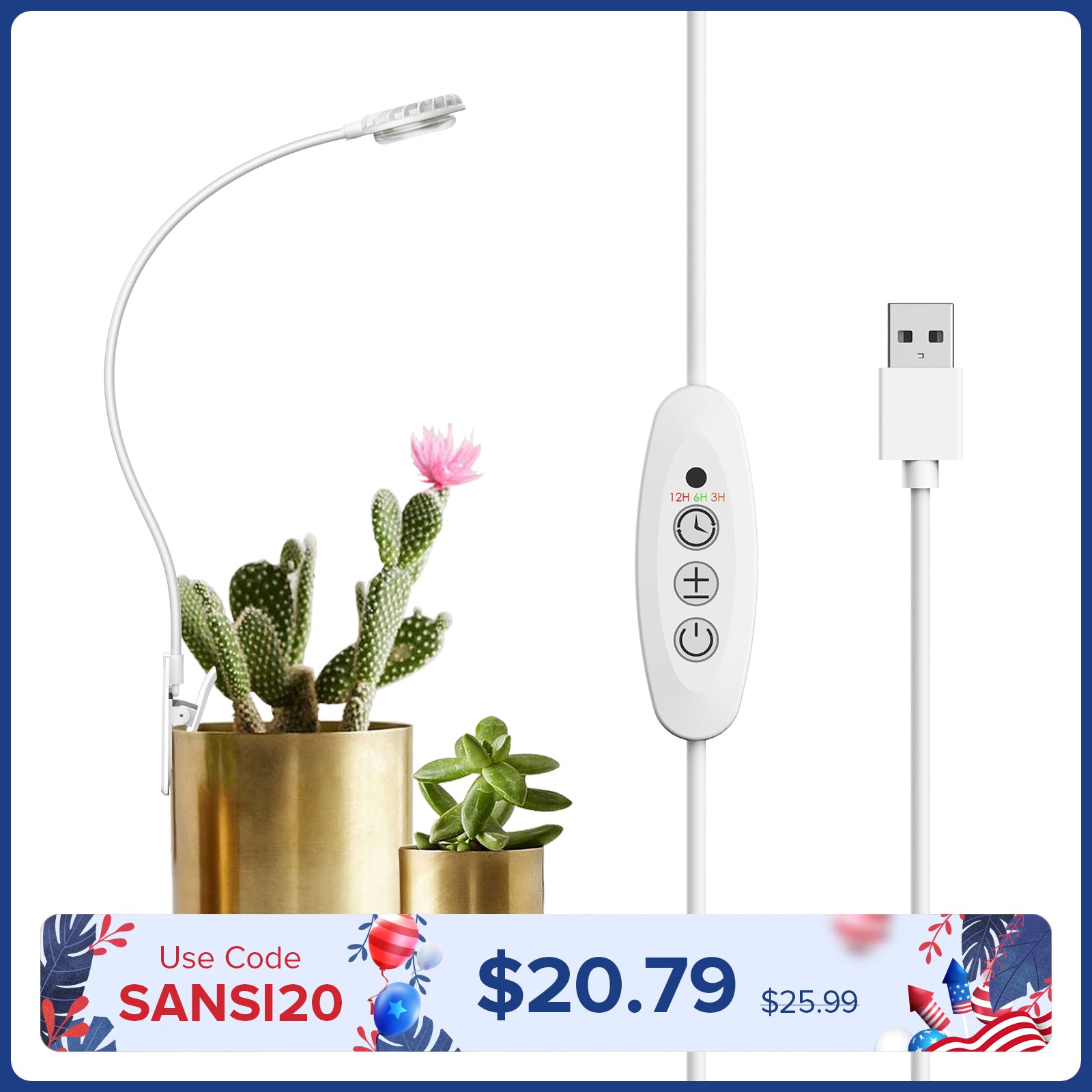 SANSI 4.5W Pot Clip LED Grow Light (EU/UK ONLY)