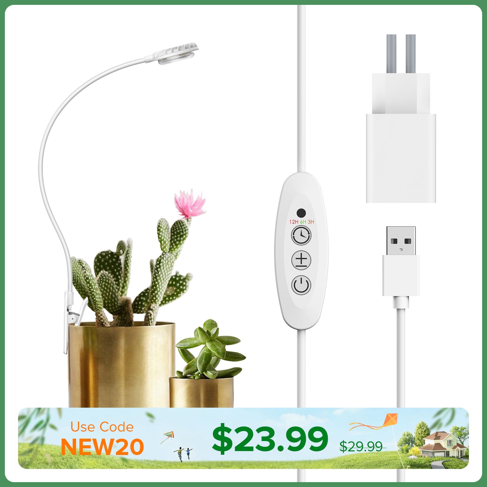 Lampada LED per coltivazione SANSI da 4,5 W con clip per vaso (SOLO UE/Regno Unito)