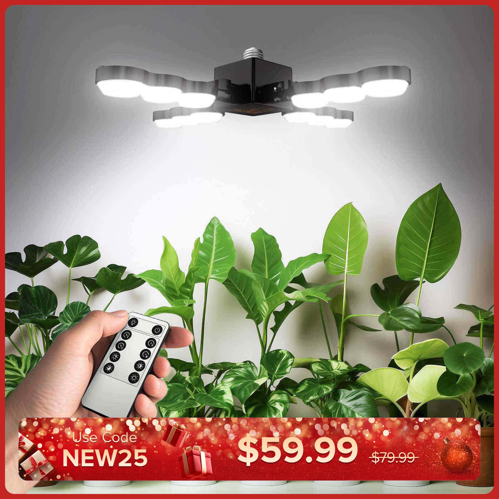 SANSI 80W Folding Wings LED Grow Light with Remote Control