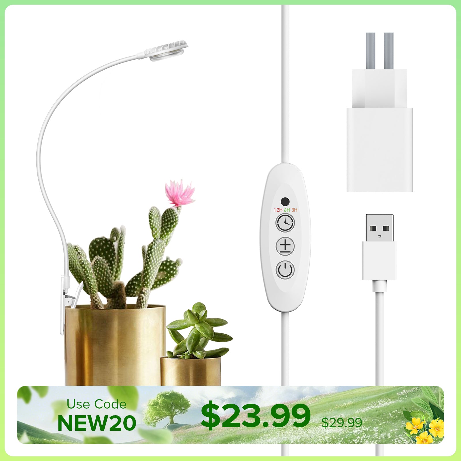 SANSI 4.5W Pot Clip LED Grow Light (EU/UK ONLY)