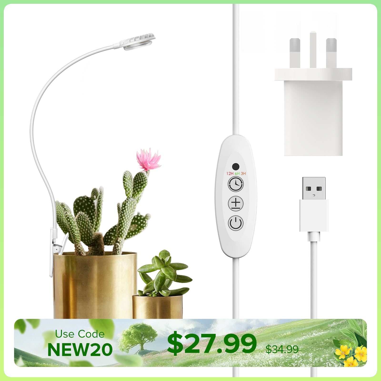 SANSI 4.5W Pot Clip LED Grow Light (EU/UK ONLY)