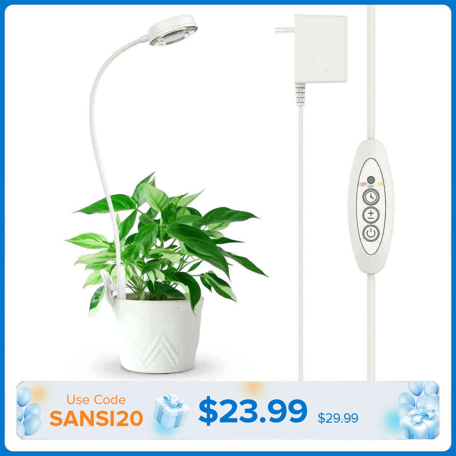 light emitting plant Sansi 10W Pot Clip Led Grow Light for Indoor Growing & Home Growing – SANSI  Lighting