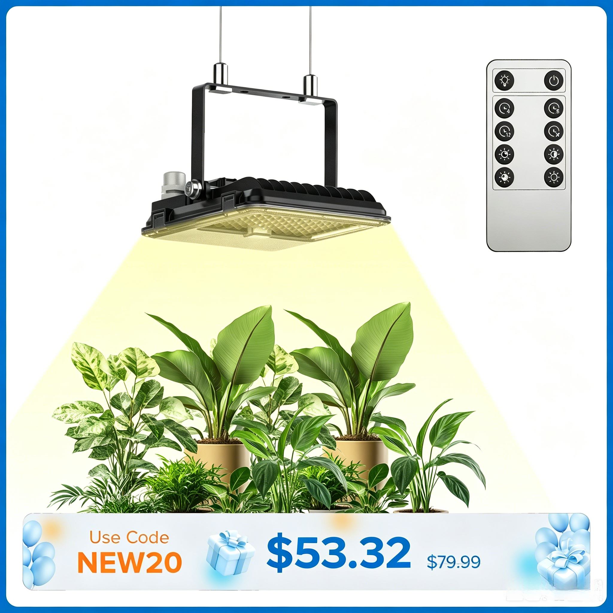 SANSI 45W Panel LED Grow Light | Remote Control (US/EU ONLY)