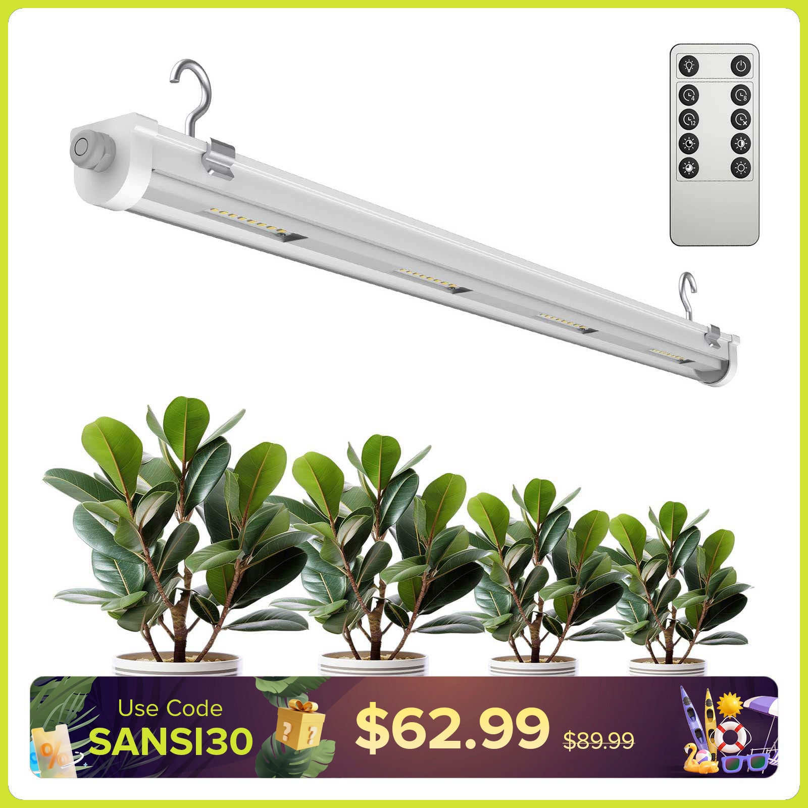 SANSI T8 25W LED Grow Light | Remote Control