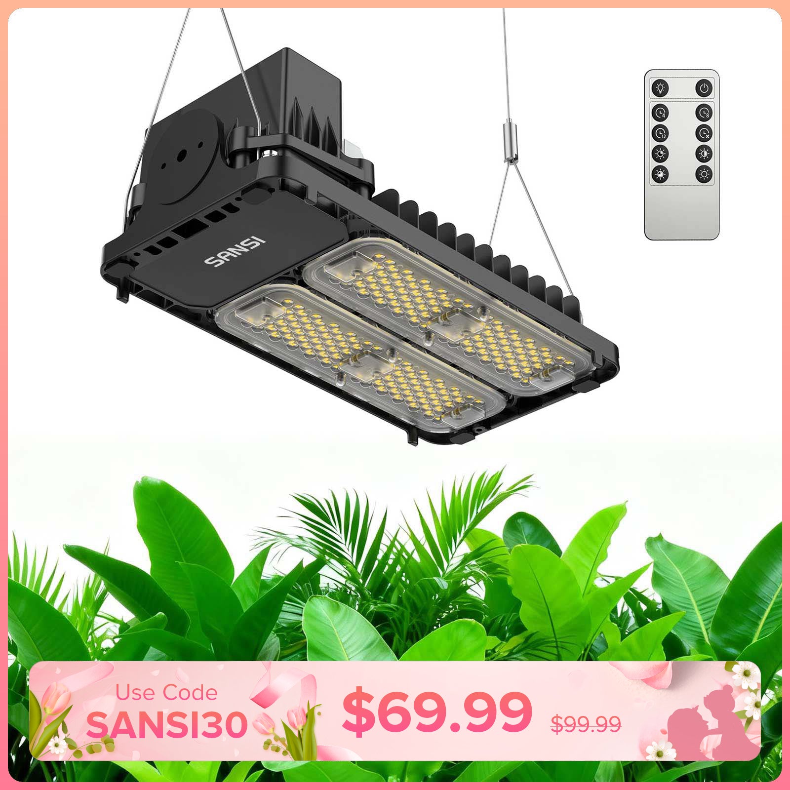 SANSI 100W Panel LED Grow Light | Remote Control – SANSI Lighting