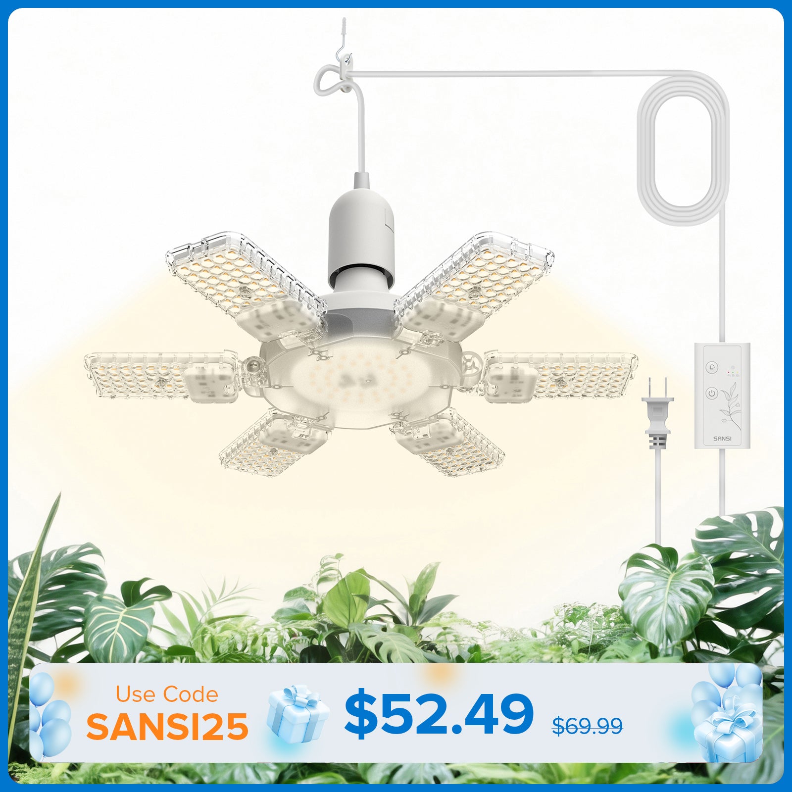 SANSI 60W Folding Wings LED Grow Light (US ONLY)