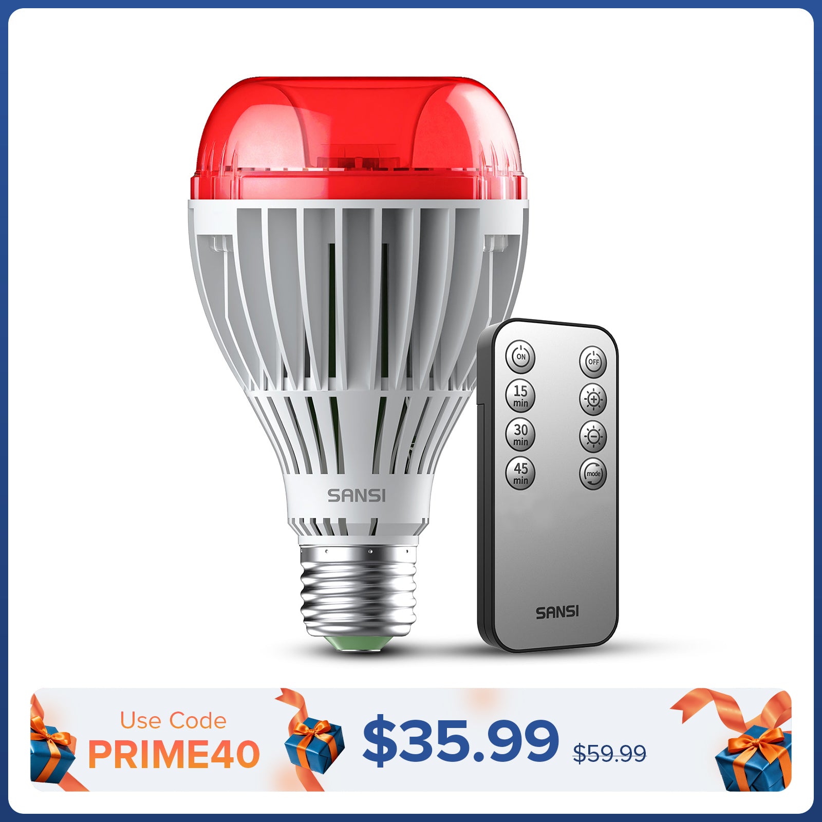 SANSI A21 25W 670nm Red Light Bulb for Sleep Therapy (US/CA ONLY)