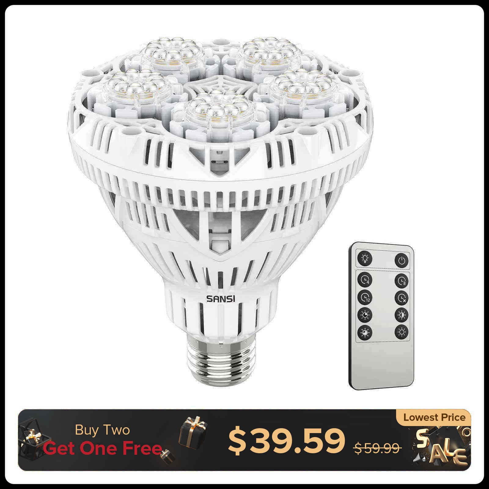 BR30 30W LED Grow Light Bulb With Remote Control (US/CA ONLY)