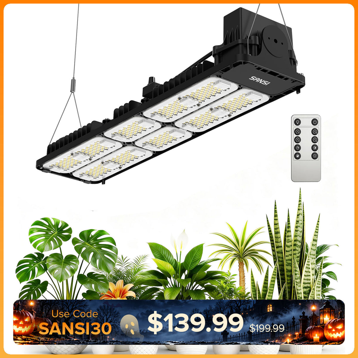 SANSI 100W LED-Panel-Pflanzenlampe | Fernbedienung
