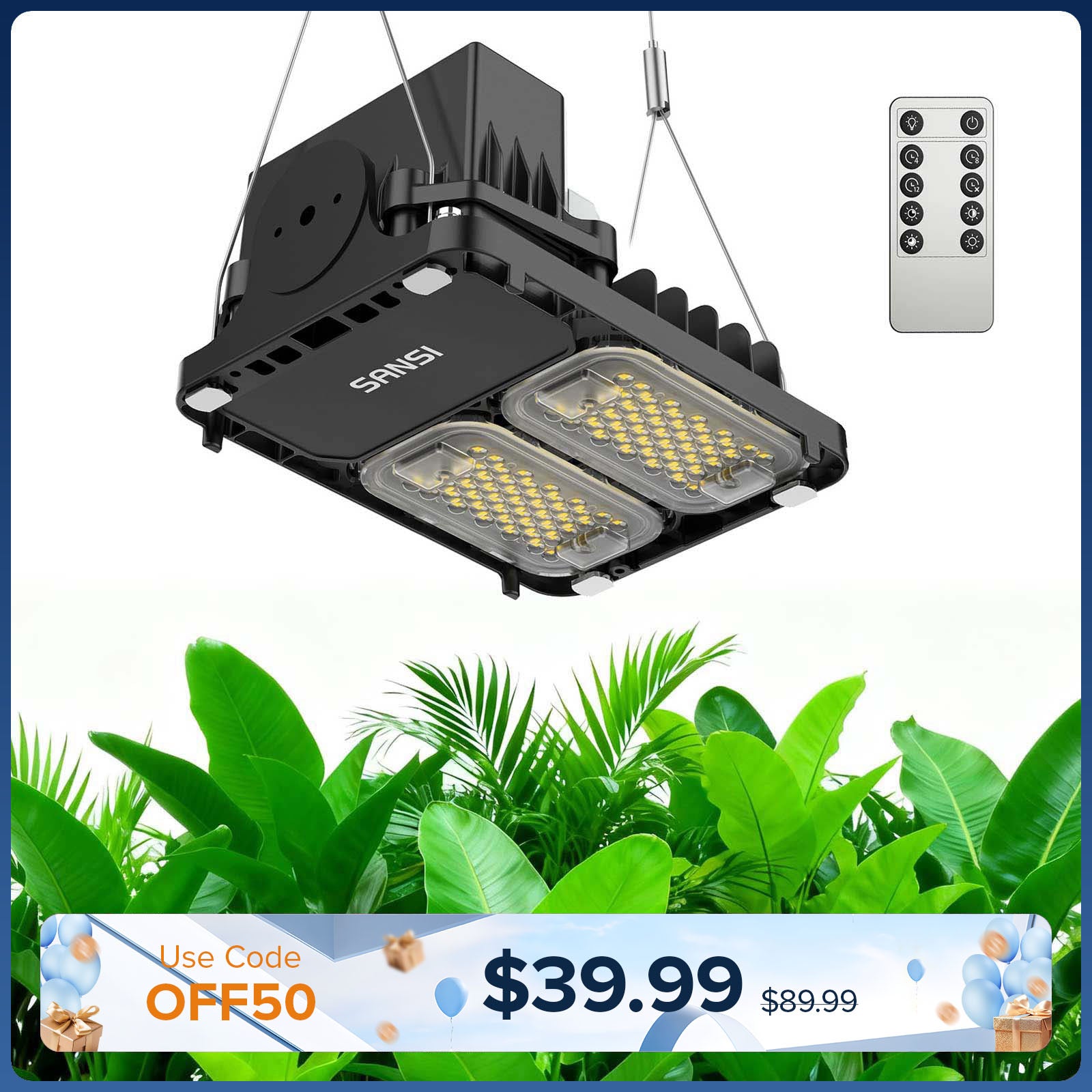 SANSI 70W Lampe de culture LED panneau | Télécommande