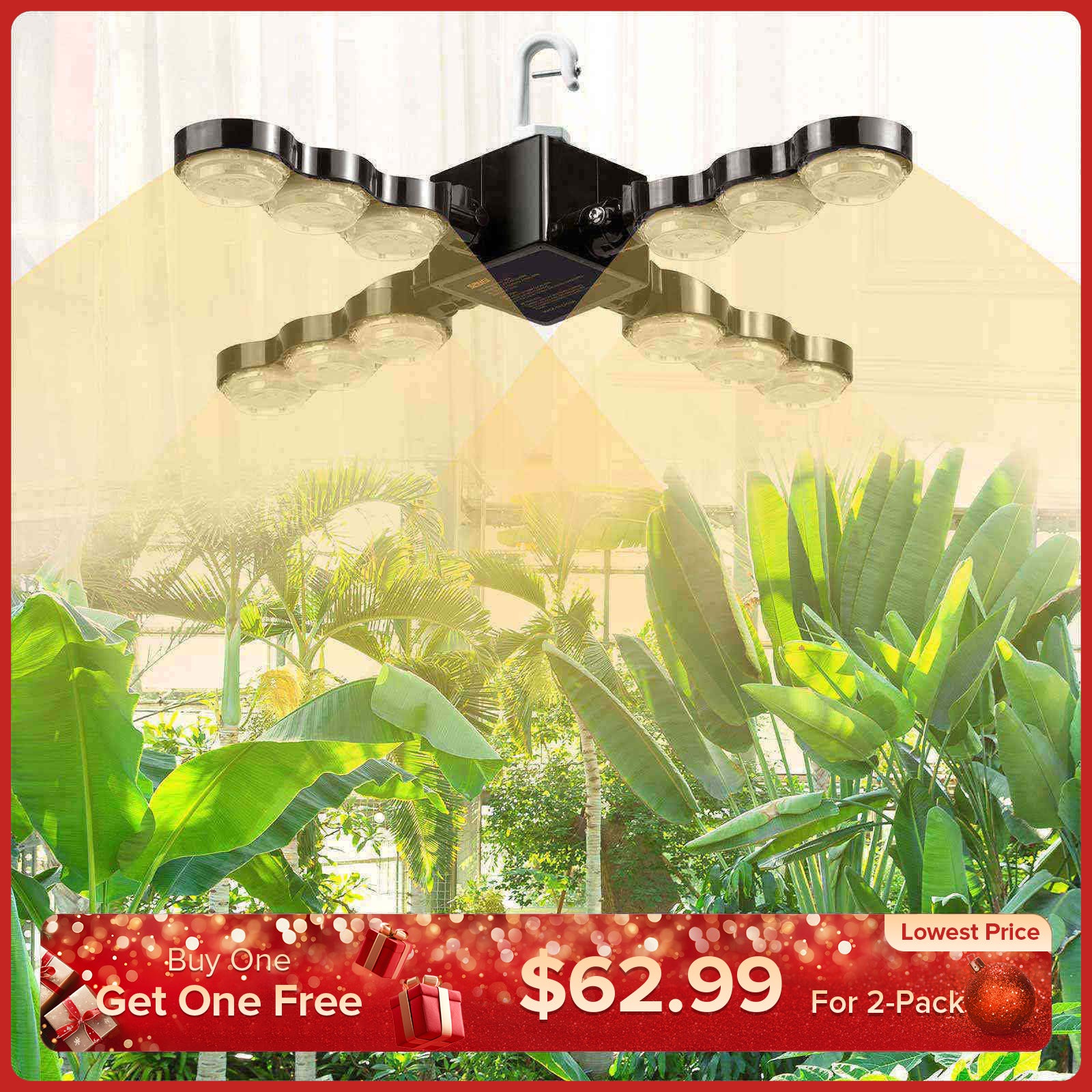 60W LED Grow Light (Folding Wings & With Hook)