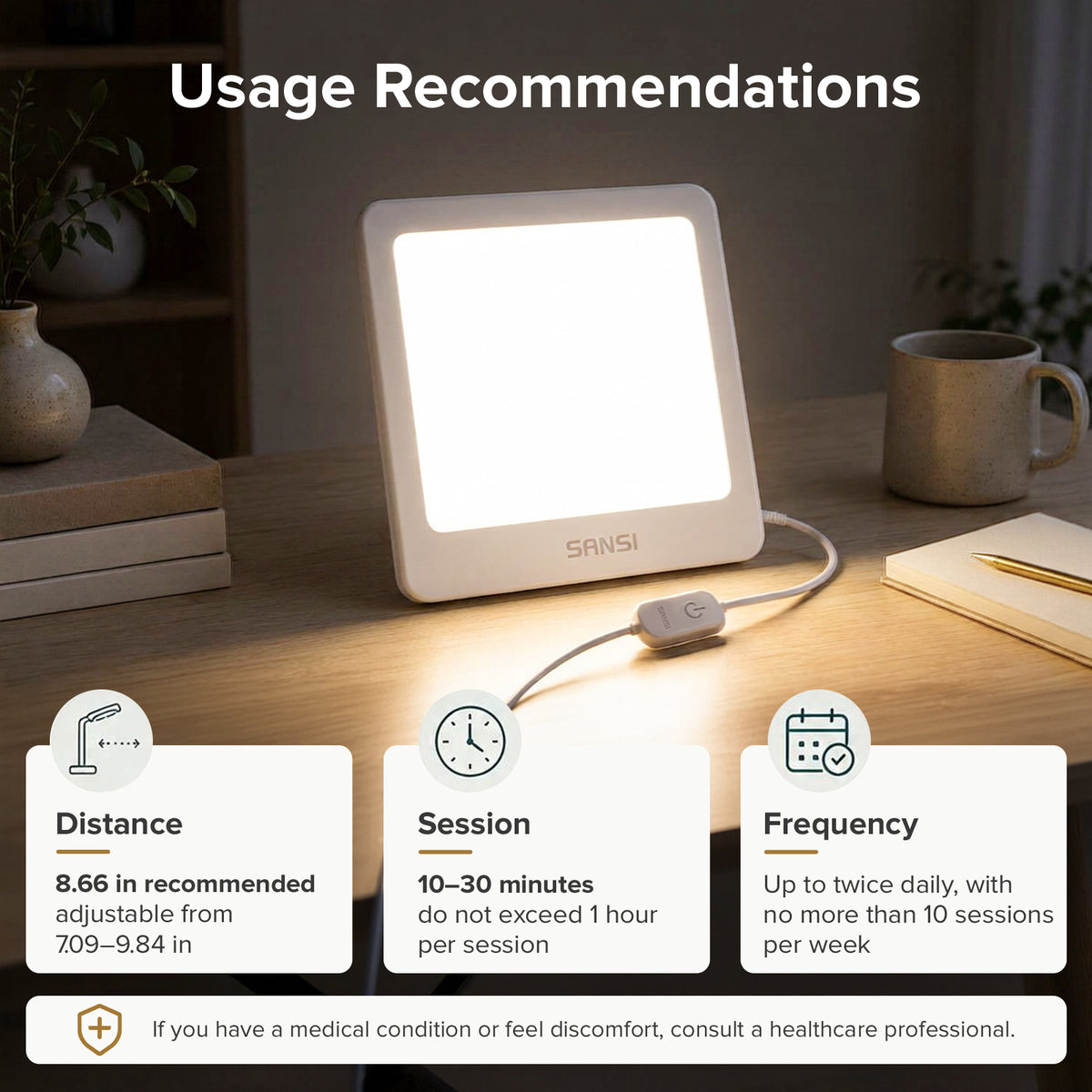 SANSI 20W LED Daylight Panel Therapy Lamp for Desktop
