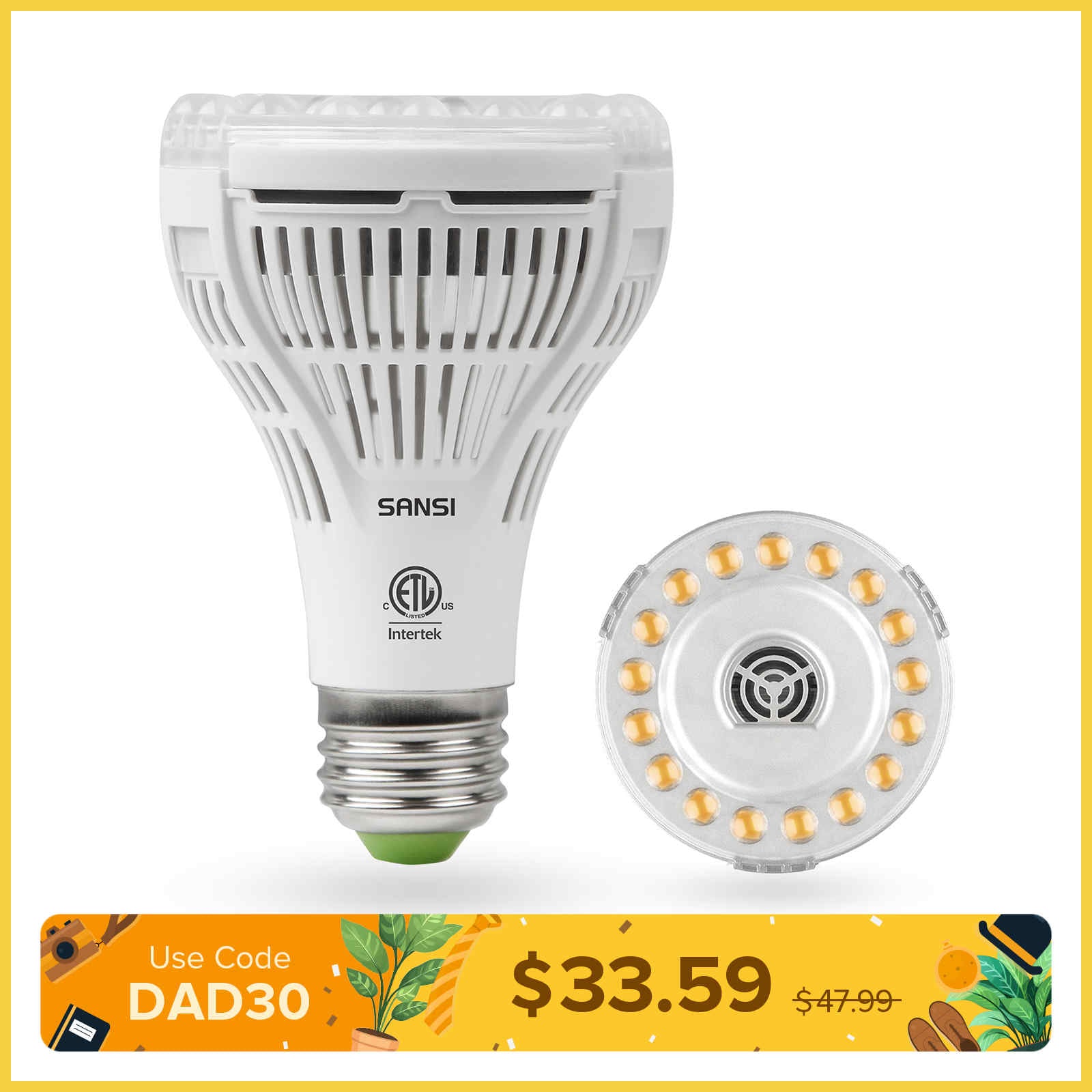 PAR25 15W LED Grow Light Bulb (2-Pack Bundle)