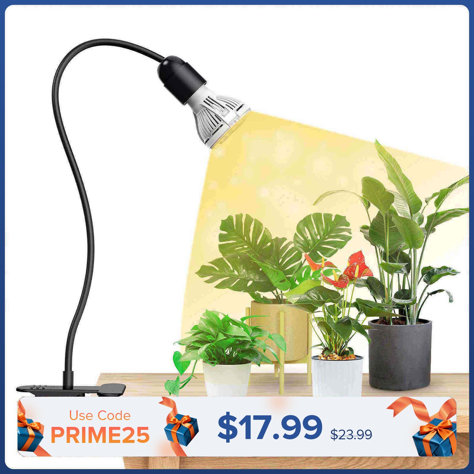 Lampada LED da coltivazione con clip regolabile a 1 testa da 10 W (SOLO USA/CA)
