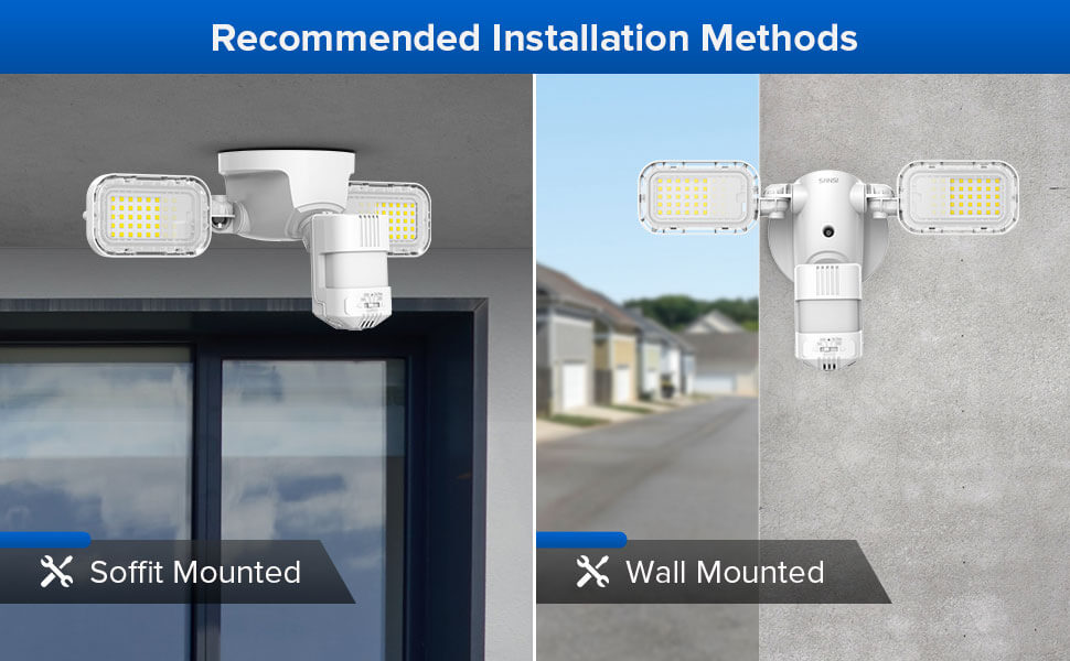 recommended installation methods, soffit mounted and wall mounted