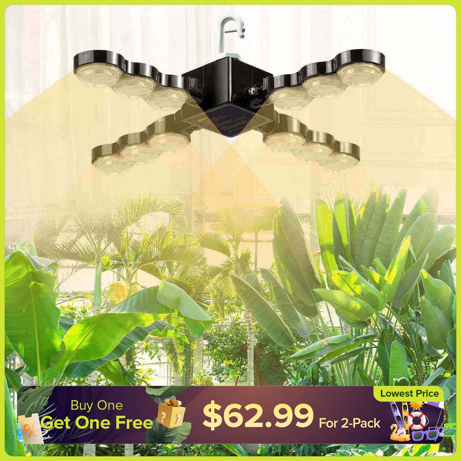 60W LED Grow Light (Folding Wings & With Hook) (EU ONLY)