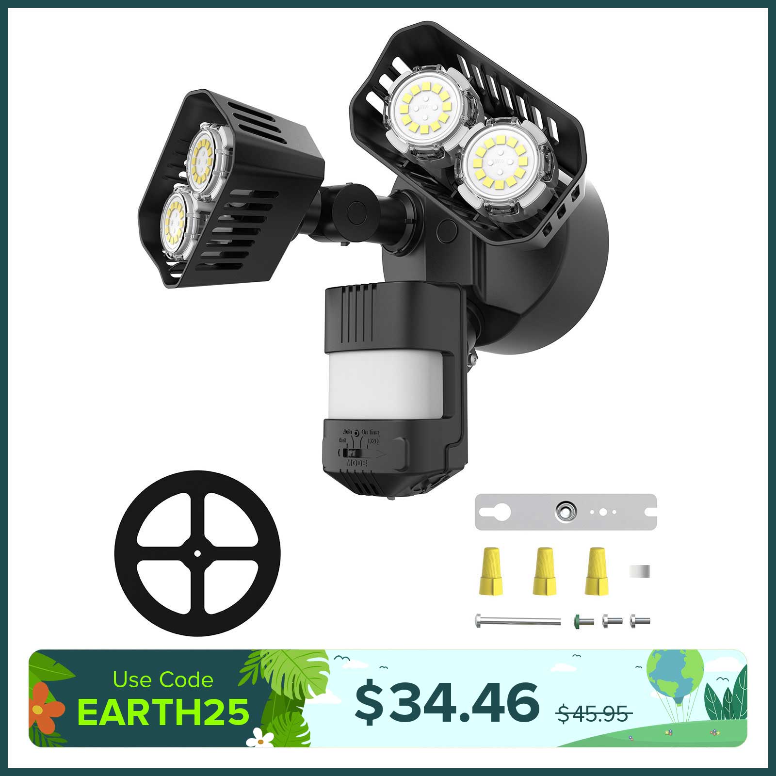 Upgraded 28W LED Security Light (Dusk to Dawn & Motion Sensor)(US ONLY)