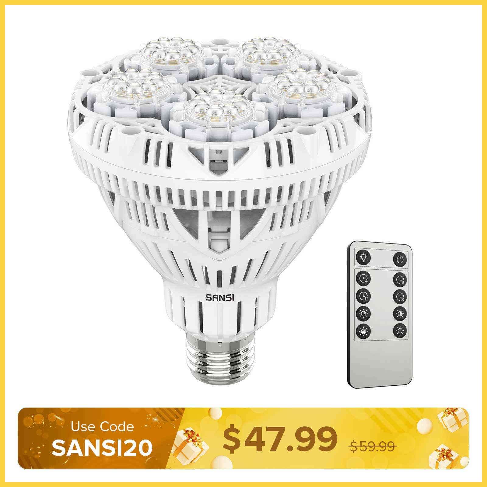 BR30 30W LED Grow Light Bulb With Remote Control (US/CA ONLY)