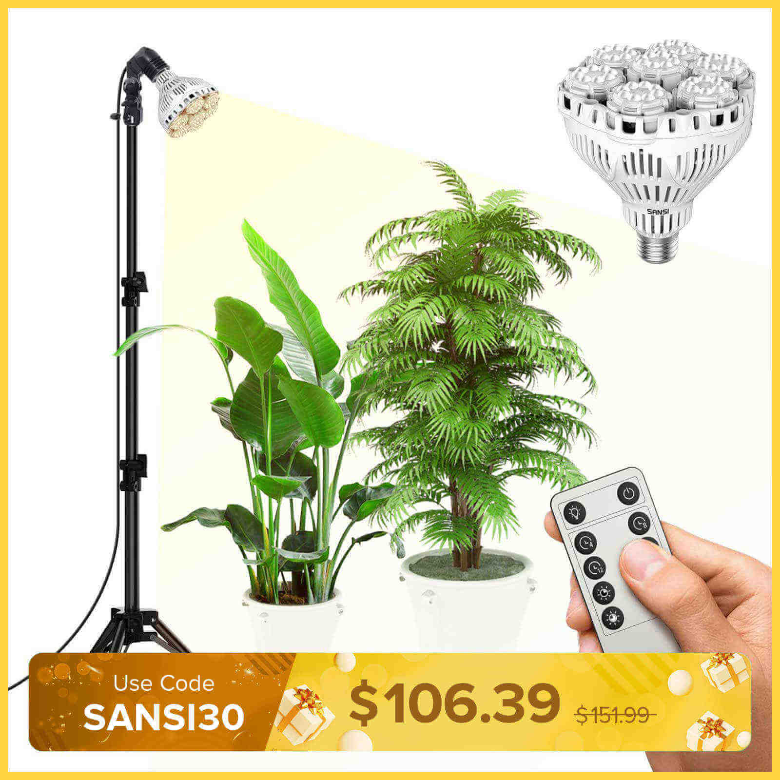 BR30 40W Adjustable Tripod Stand Grow Light with Remote Control (US/CA ONLY)