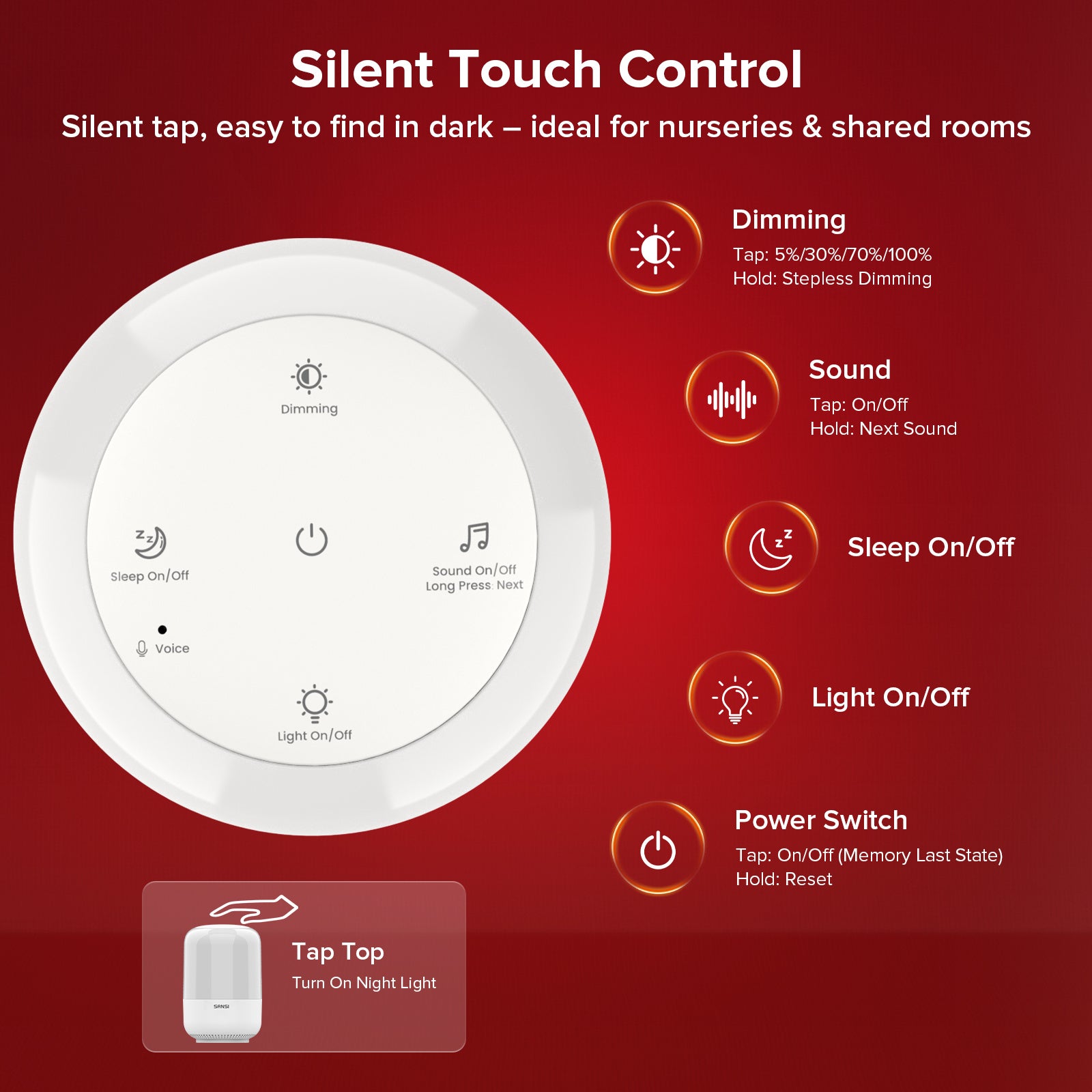 SANSI Smart Red Light Therapy Sleep Sound Mechine