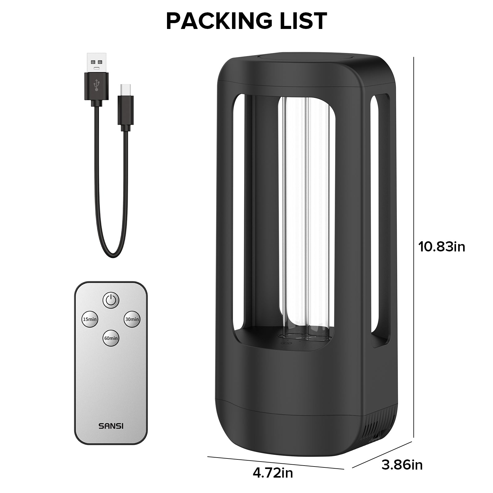 SANSI 18W Cordless UV Light Sanitizer with Remote Control (US ONLY)