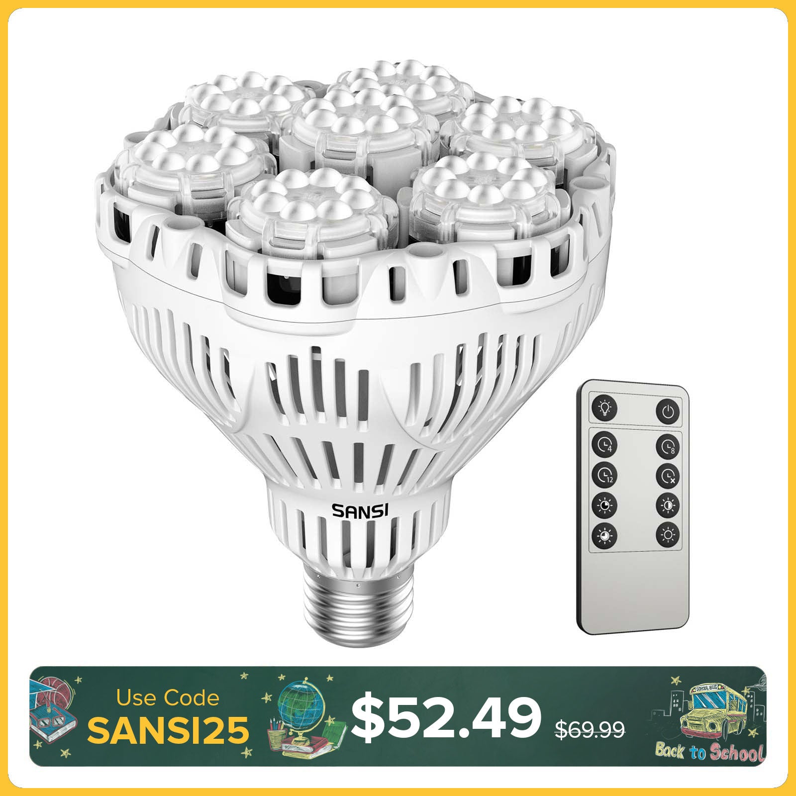 BR30 40W LED Grow Light Bulb With Remote Control
