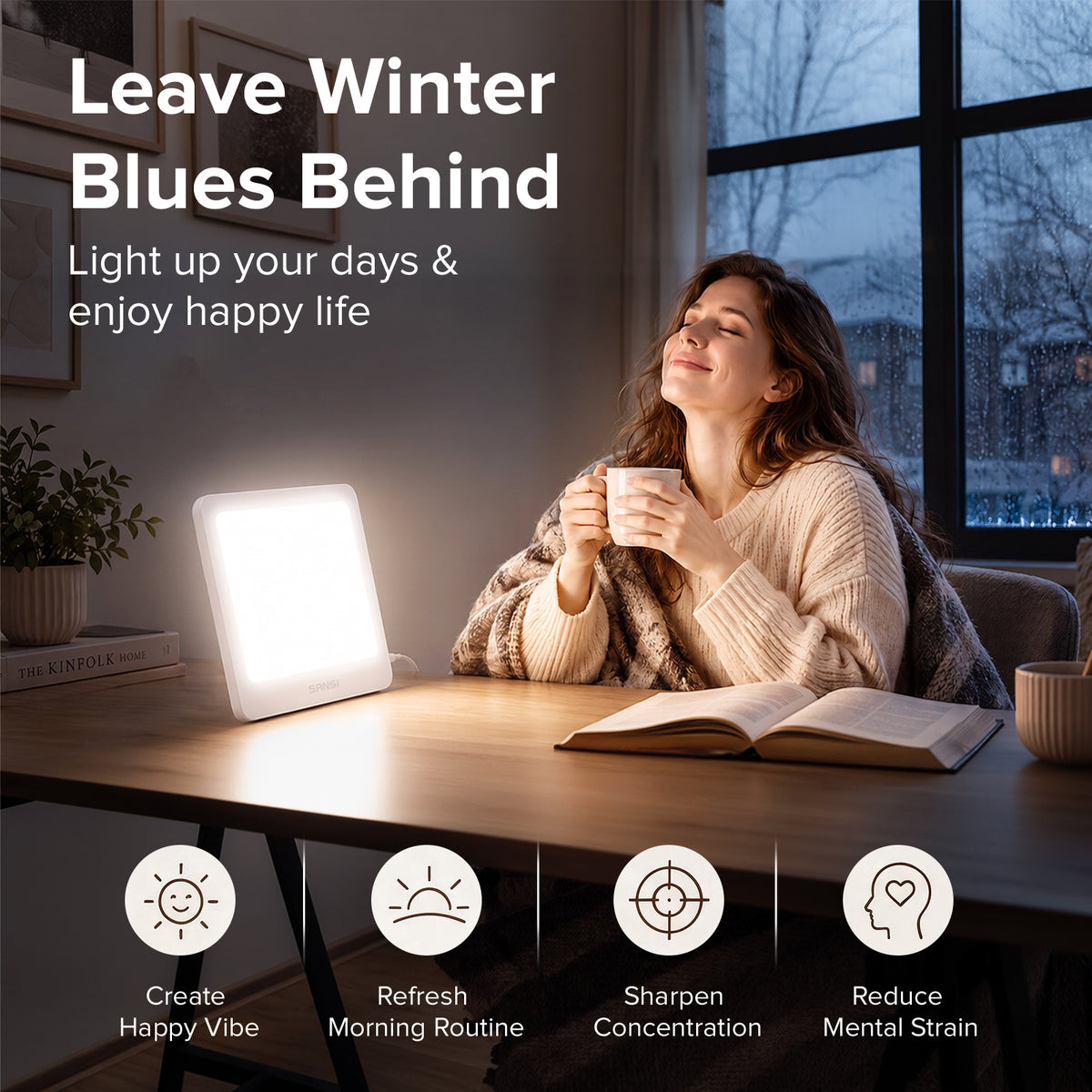 SANSI 20W LED Daylight Panel Therapy Lamp for Desktop
