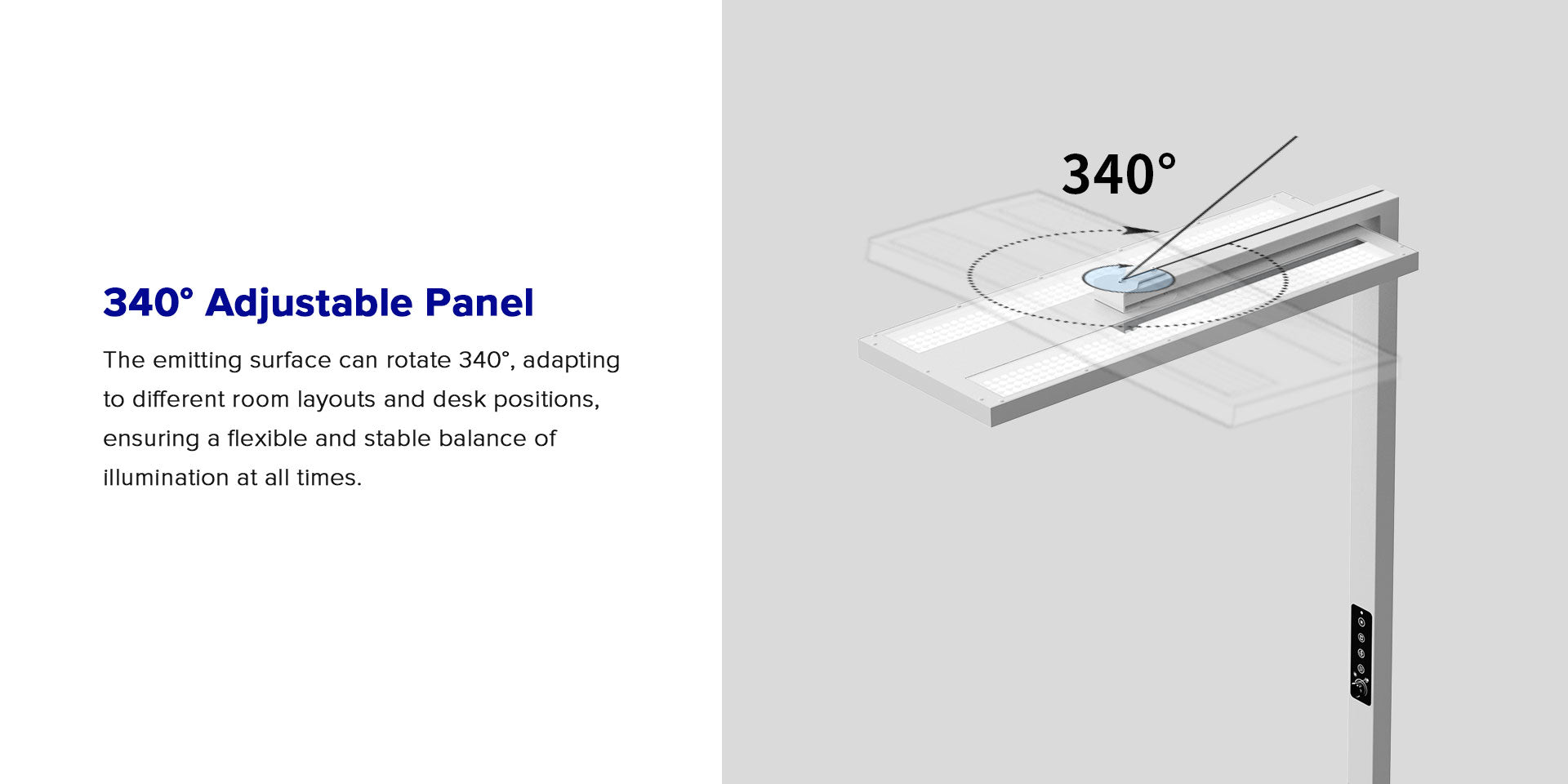 Vertical Led Desk Lamp has 340° adjustable panel