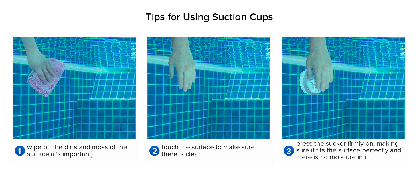 Tips for using, first wipe off the direct, touch the surface then press the sucker firmly
