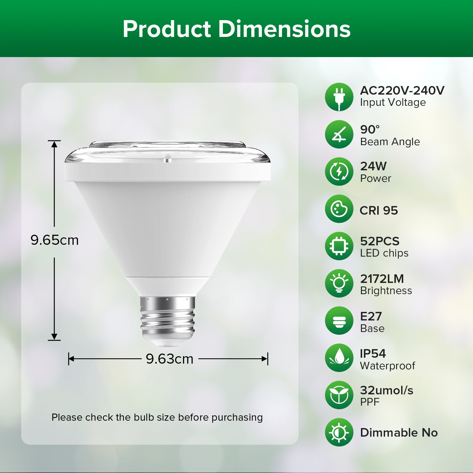 SANSI BR30 24W IP54 Waterproof LED Grow Bulb(EU/UK ONLY)