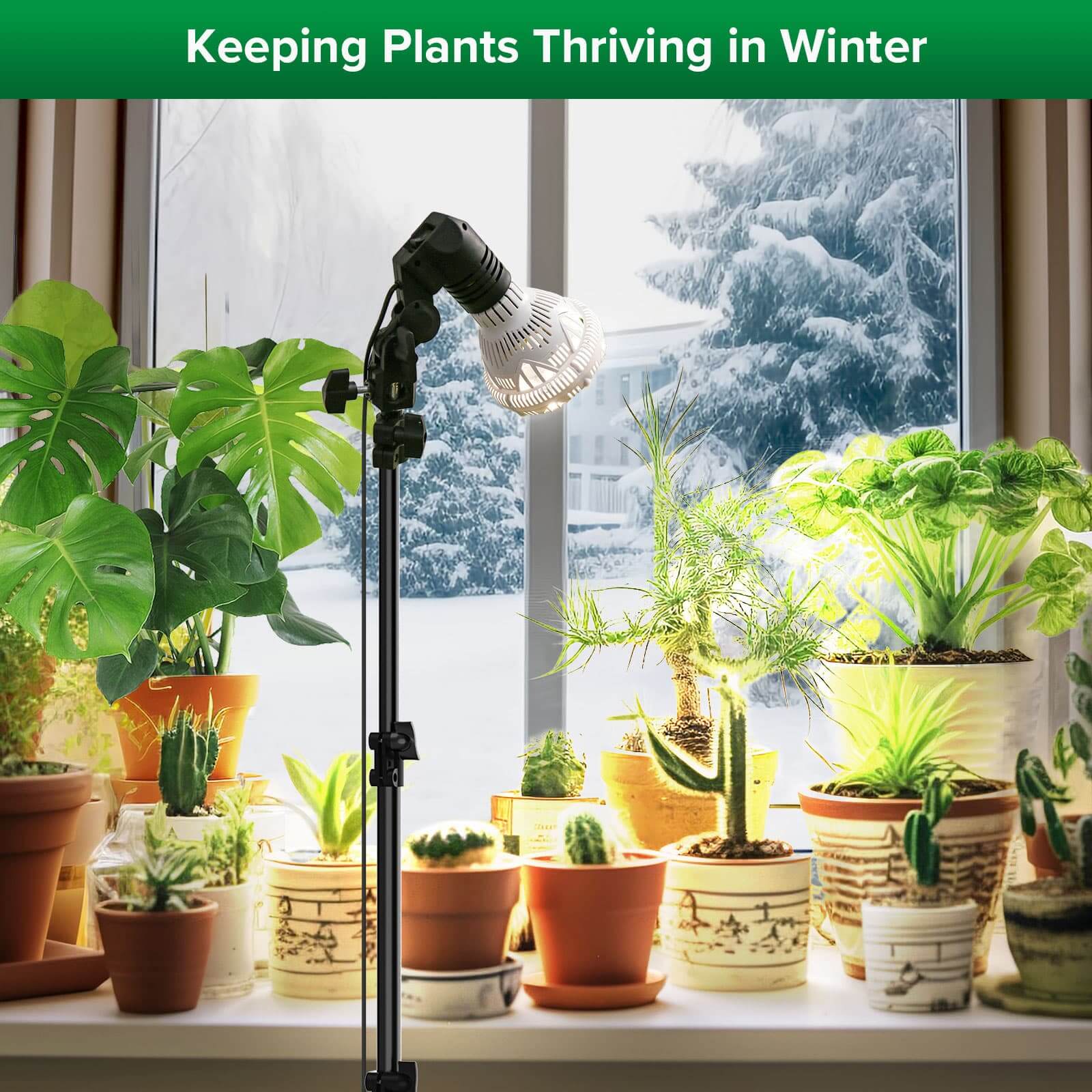 BR30 30W Adjustable Tripod Stand Grow Light with Remote Control, SANSI Grow Lights for Indoor Plants, Full Spectrum 600W Equivalent, Energy Efficient 30W Plant Lights for Indoor Growing, Adjustable Tripod Stand Grow Lights with Remote Control Auto Timer, Keeping Plants Thriving in Winter