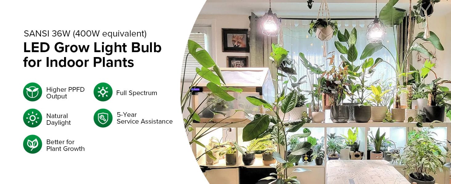 BR30 36W LED Grow Light Bulb for indoor plants.