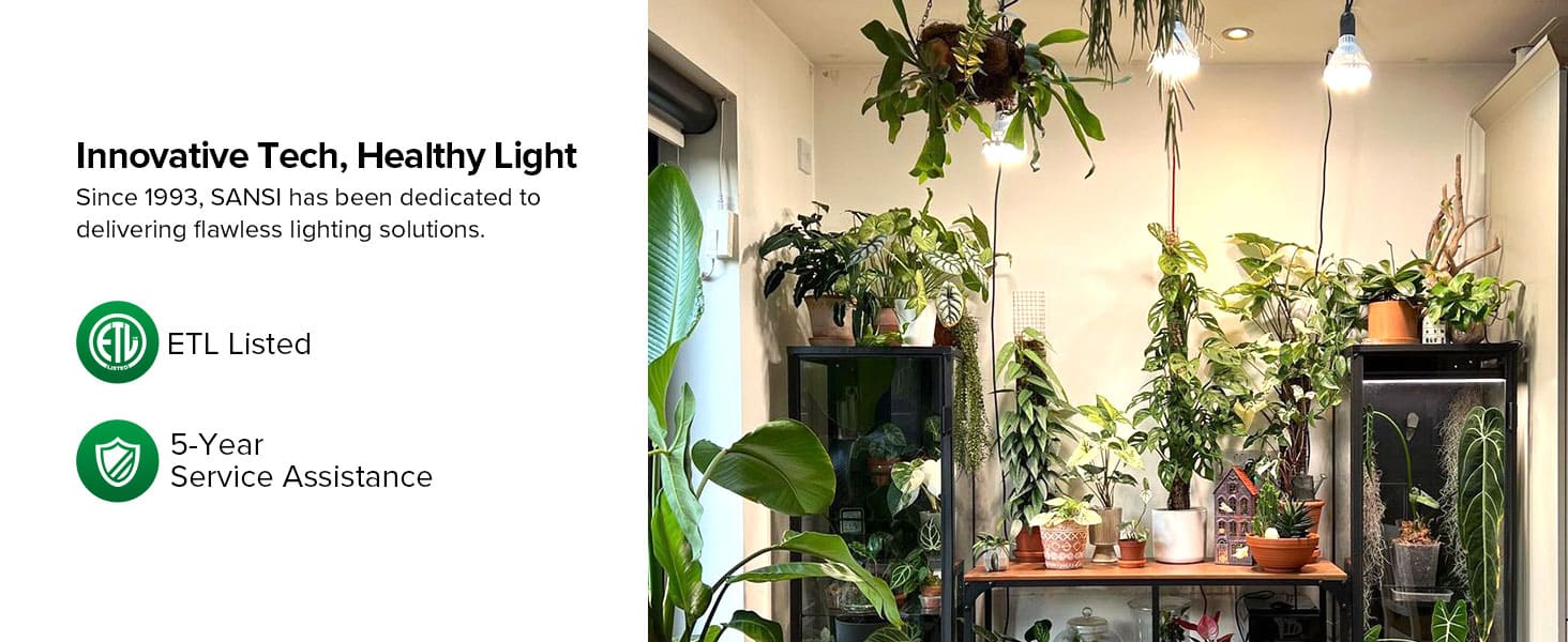 BR30 36W LED Grow Light Bulb with ETL listed, quality and safety verified, 5-year protection plan.