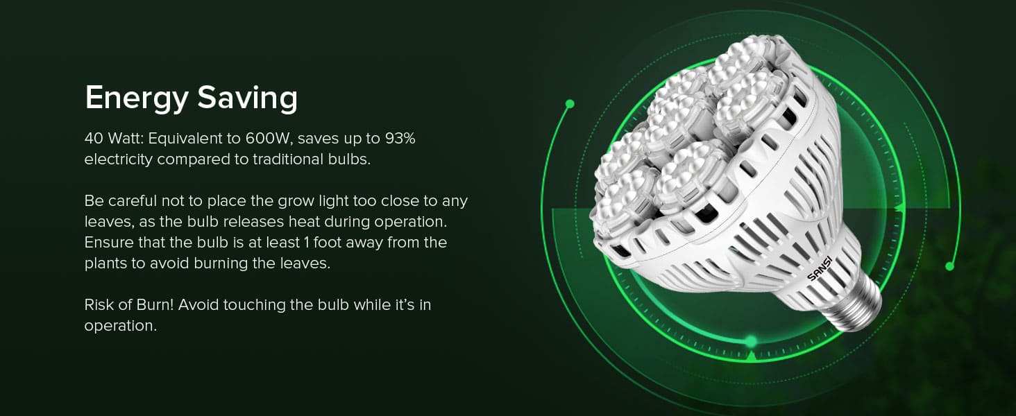 BR30 40W Adjustable Tripod Stand Grow Light with Remote Control,Energy Saving: 40 Watt, Equivalent to 600W, saves up to 93%electricity compared to traditional bulbs.