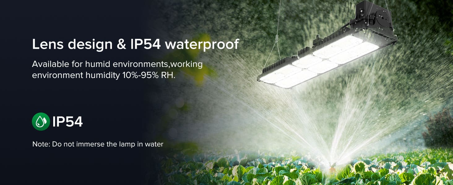 Dimmable 150W LED Grow Light (EU ONLY) with Lens design & lP54 waterproof, available for humid environments,working environment humidity 10%-95% RH.