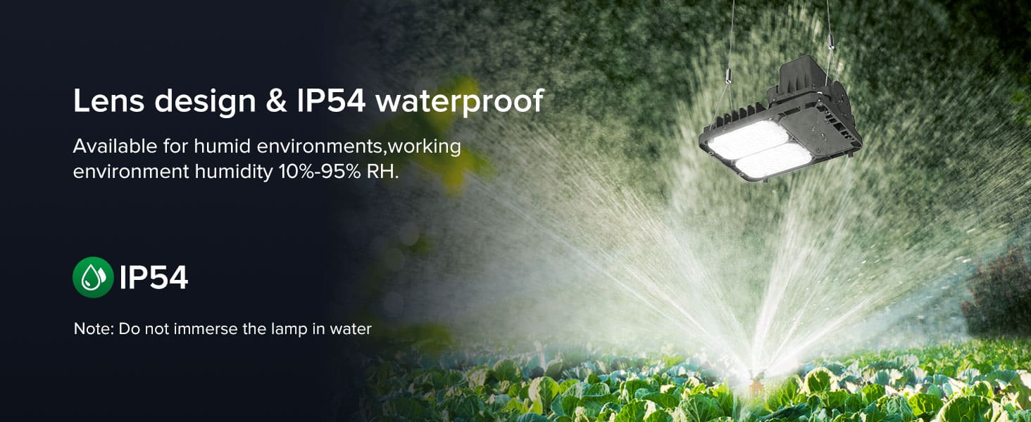 Dimmable 50W LED Grow Light (EU ONLY) with Lens design & lP54 waterproof, available for humid environments,working environment humidity 10%-95% RH.