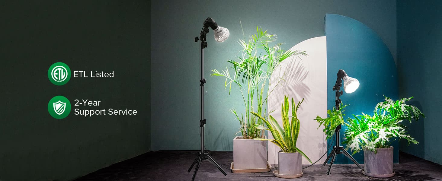 BR30 30W Adjustable Tripod Stand Grow Light with Remote Control, ETL Listed, 2-Year Support Service