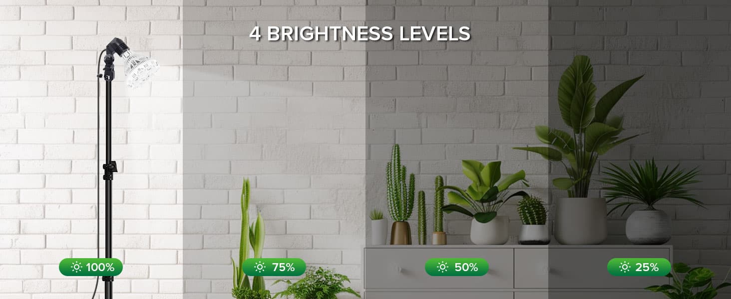 BR30 30W Adjustable Tripod Stand Grow Light with Remote Control, 4 Brightness levels: 25%, 50%, 75%, 100%