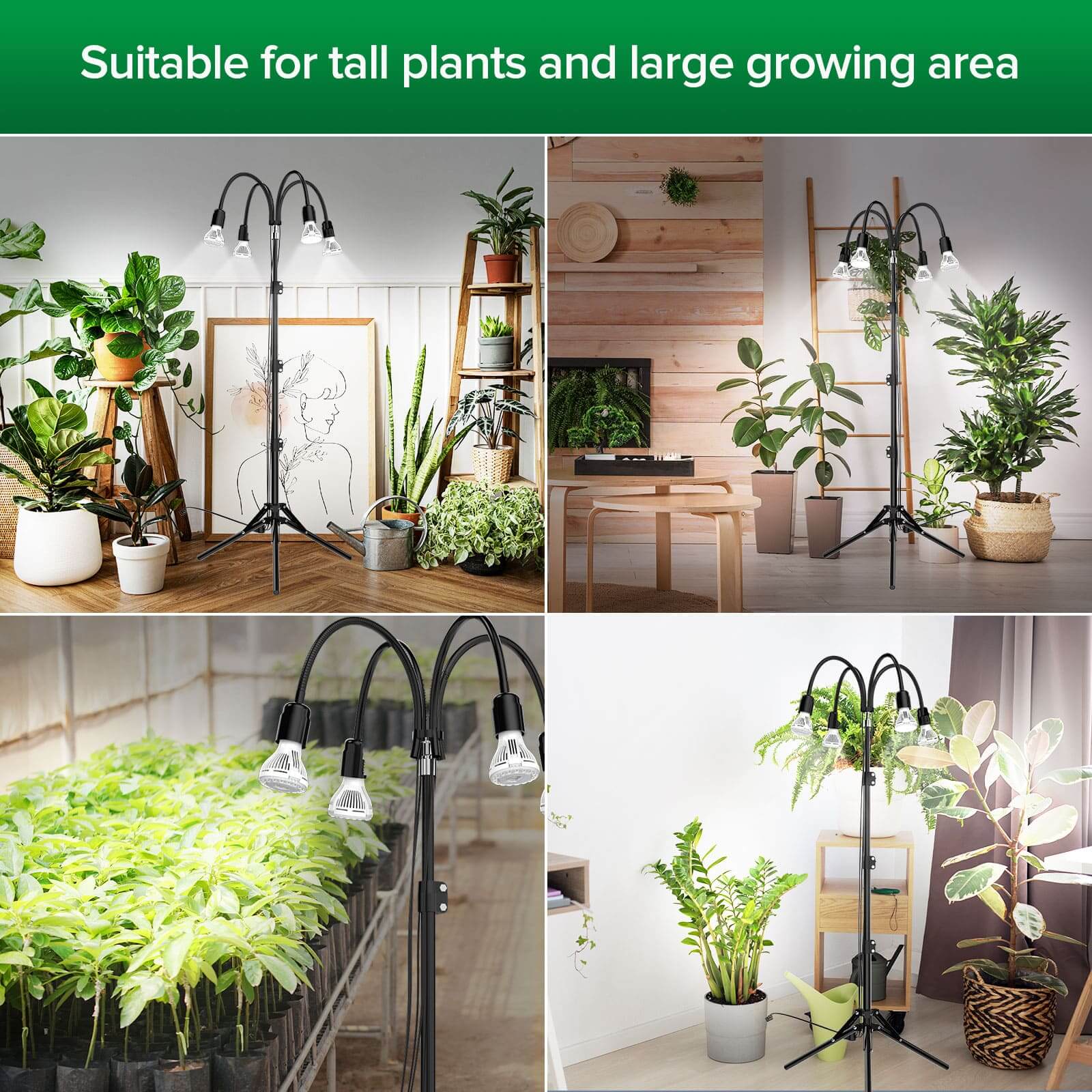 SANSI 40W Grow Light with Adjustable Tripod Stand is suitable for tall plants and large growing area.