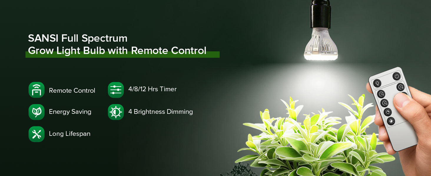 SANSI Full Spectrum Grow Light Bulb with Remote Control.