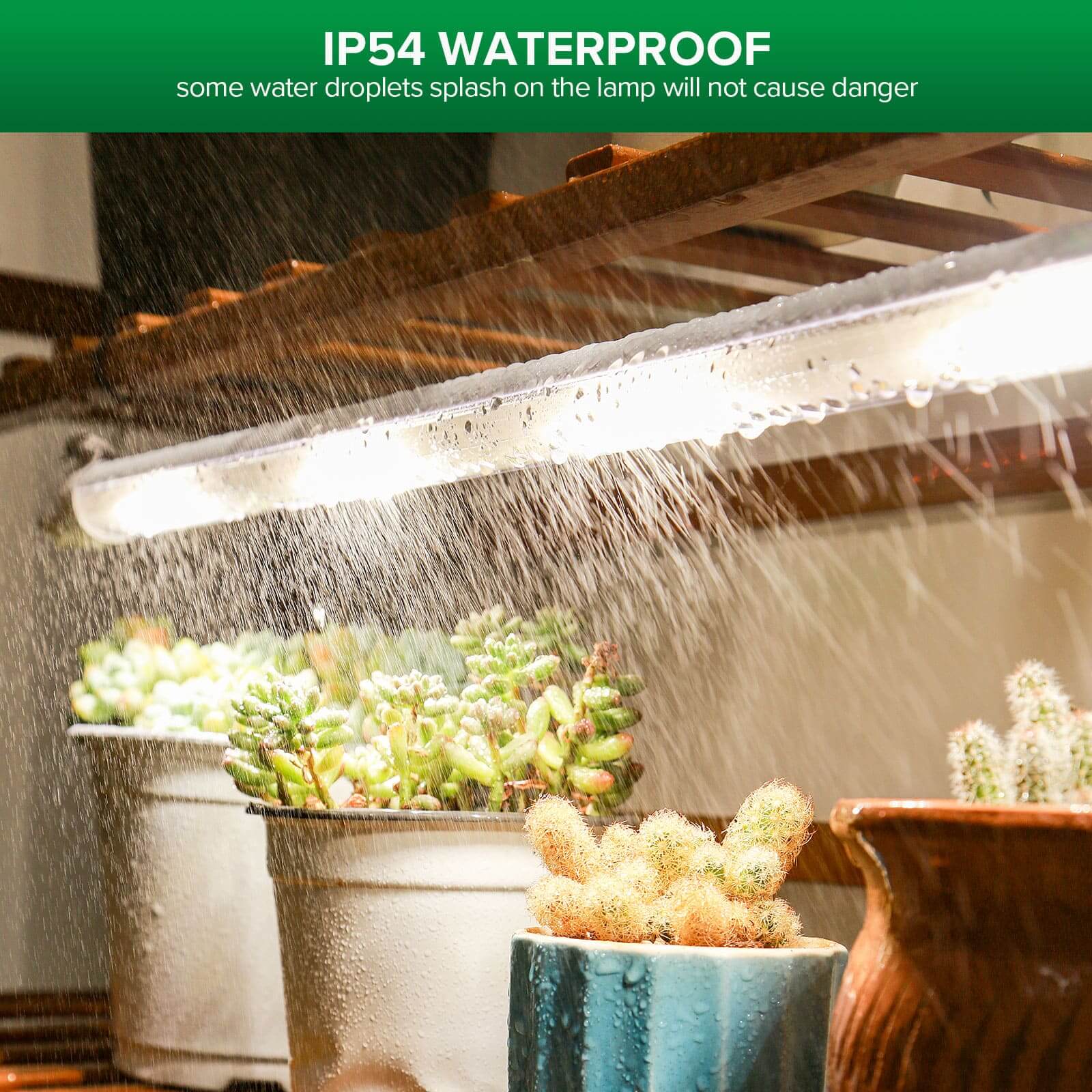 SANSI T8 25W LED Grow Light is IP54 waterproof, some water droplets splash on the lamp will not cause danger.
